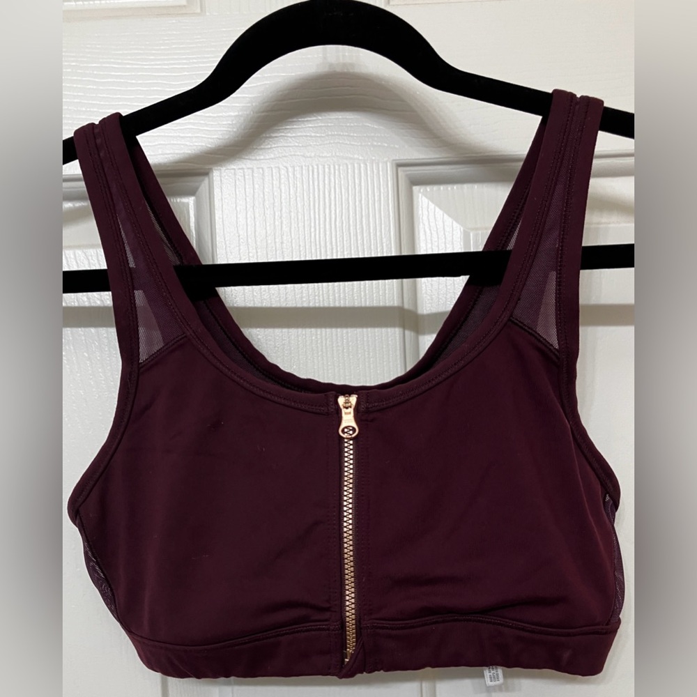 Aerie Burgundy Sports Bra with Zipper